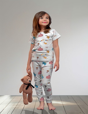 Pajama Set 2Y-7Y Organic Cotton O-neck Super Soft And Breathable Circus HY6003-32